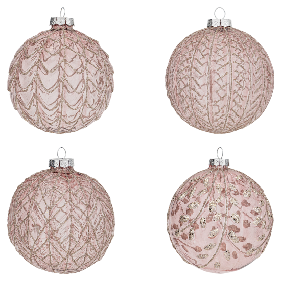 Набор елочных шаров KREAFORTA ø10 см розовый 4 шт.