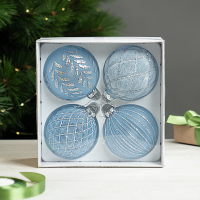 Набор елочных шаров KREAFORTA ø10 см голубой 4 шт.