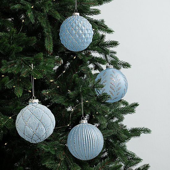Набор елочных шаров KREAFORTA ø10 см голубой 4 шт.