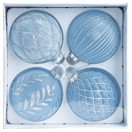 Набор елочных шаров KREAFORTA ø10 см голубой 4 шт.