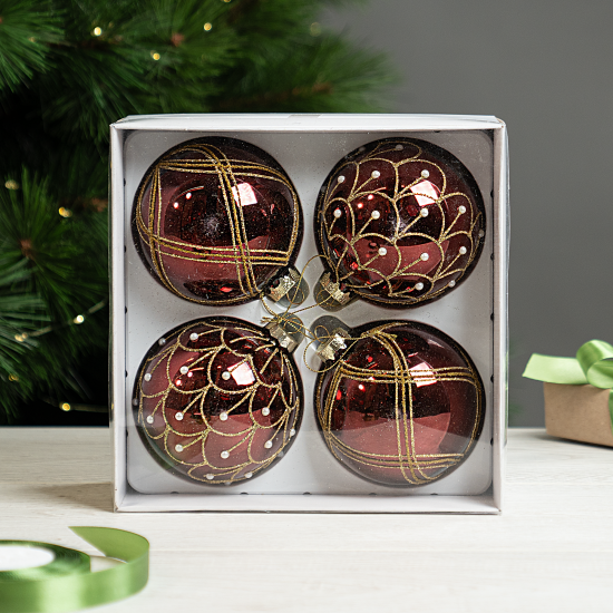 Набор елочных шаров KREAFORTA ø10 см красный 4 шт.