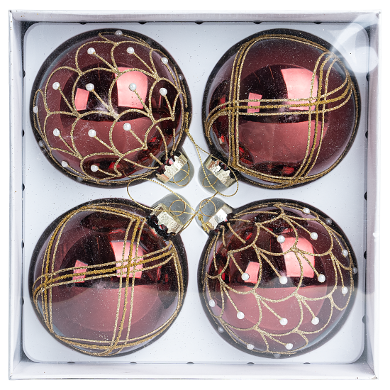 Набор елочных шаров KREAFORTA ø10 см красный 4 шт.