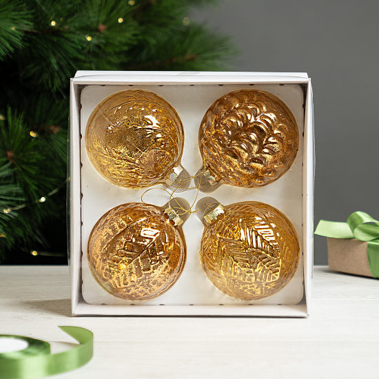 Набор елочных шаров KREAFORTA ø10 см золотой 4 шт.