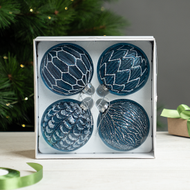 Набор елочных шаров KREAFORTA ø10 см синий 4 шт.