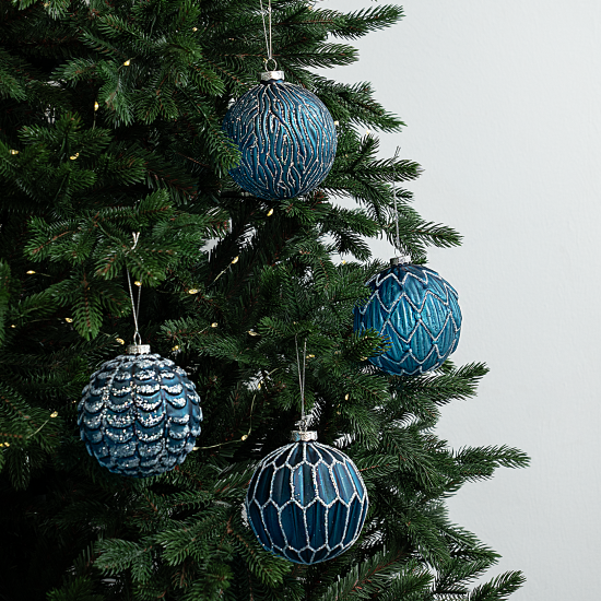 Набор елочных шаров KREAFORTA ø10 см синий 4 шт.