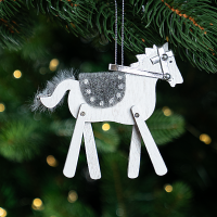 Украшение декоративное подвесное KREAFORTA Конь 11 см белый