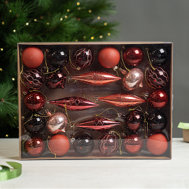 Набор елочных шаров KREAFORTA ø5-14 см бургунди 26 шт.