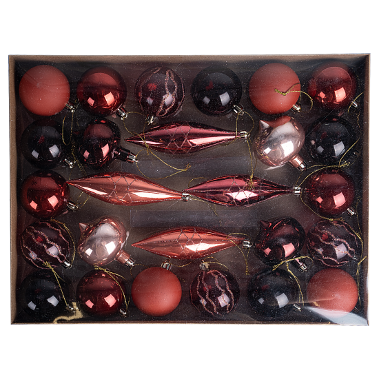 Набор елочных шаров KREAFORTA ø5-14 см бургунди 26 шт.