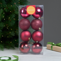 Набор елочных шаров KREAFORTA ø10 см темно-розовый 8 шт.