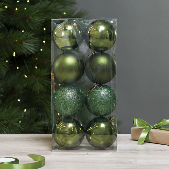 Набор елочных шаров KREAFORTA ø10 см зеленый 8 шт.