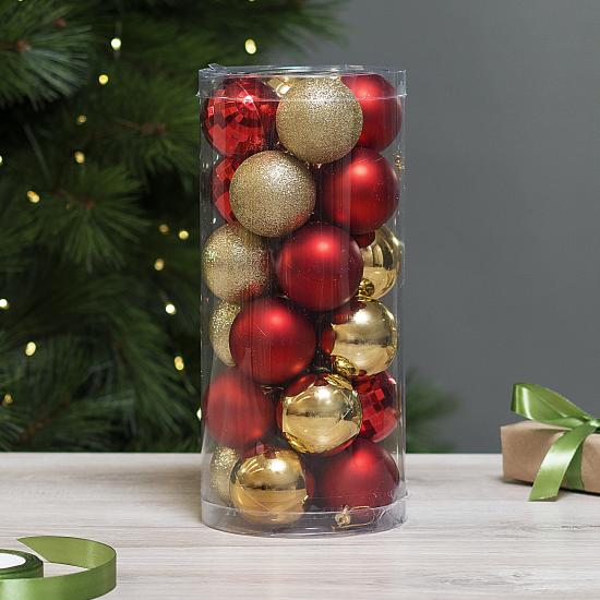 Набор елочных шаров KREAFORTA ø6 см золотисто-красный 24 шт.