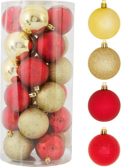 Набор елочных шаров KREAFORTA ø6 см золотисто-красный 24 шт.