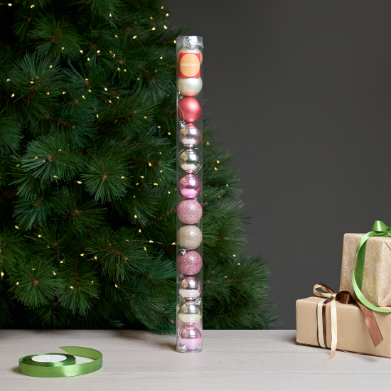 Набор елочных шаров KREAFORTA ø5 см розовый 12 шт.