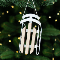 Украшение декоративное подвесное KREAFORTA Санки 13 см белый