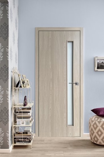 Дверь межкомнатная со стеклом Ясень 90x200 см Hardflex цвет коричневый с замком