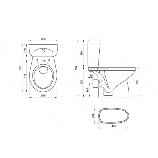 Унитаз-компакт Santek Анимо с горизонтальным выпуском с сиденьем полипропилен (1.WH11.0.035)