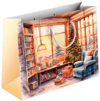 Подарочный пакет Уютный дом 30x40x12 см разноцветный