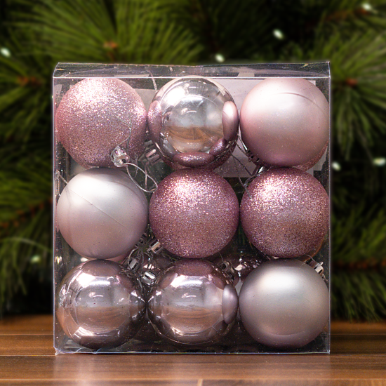 Набор елочных шаров KREAFORTA ø6 см розовый 18 шт.