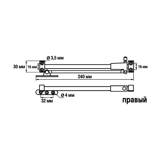 Кронштейн секретерный 0.2 мм серый серый