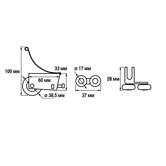 Комплект роликов для шкафа купе 55x40x40 мм 20 кг сталь цвет серый.
