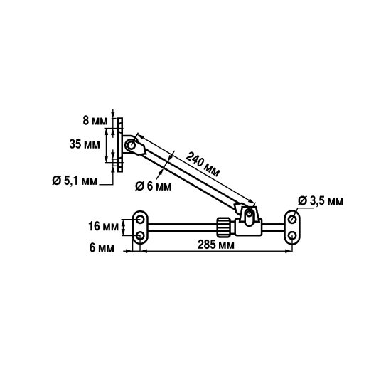 Кронштейн секретерный 0.15 мм серый серый