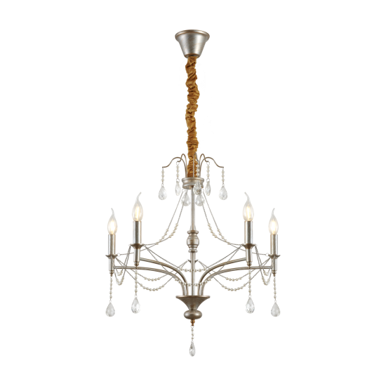 Светильник подвесной Bagetta 5 ламп 20 м² цвет хром