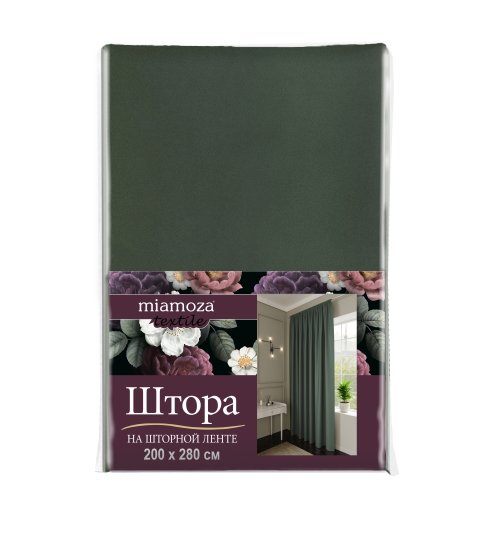 Штора на ленте Dora 200x280 см цвет зеленый