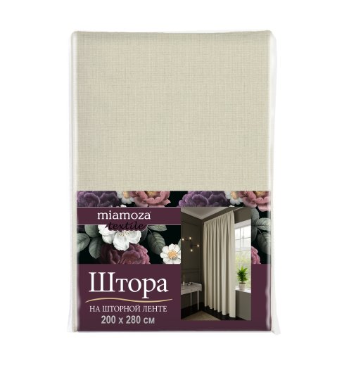 Штора на ленте Блейк 200x280 см цвет кремовый