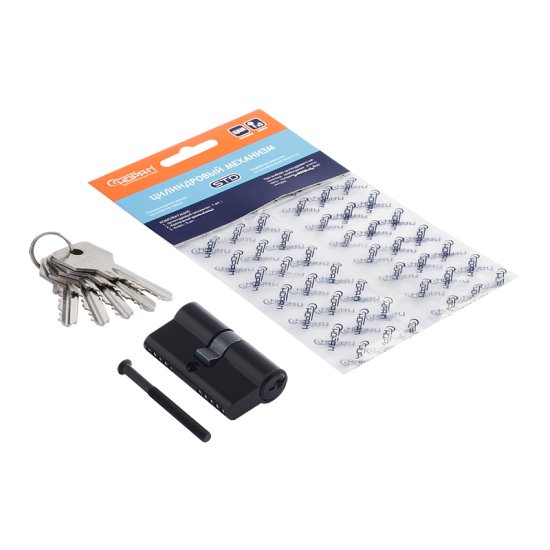 Цилиндр STD Z Л-60 30x30 мм ключ/ключ цвет черный без вертушки