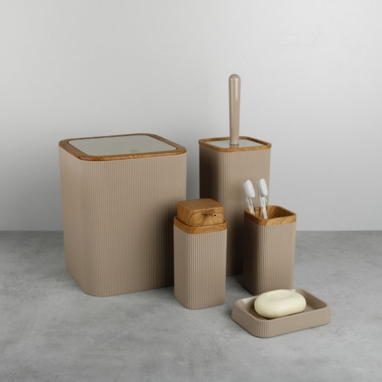 Ведро для мусора Fixsen Fog Latte с крышкой 5 л пластик бежевое