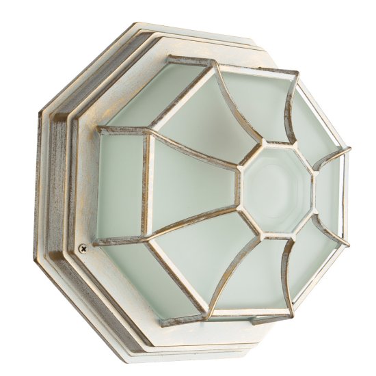 Светильник садово-парковый настенный Arte Lamp Pegasus бело-золотой E27 60 Вт IP44 (A3121PF-1WG)