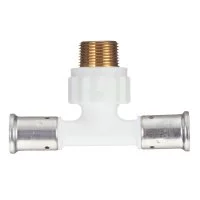 Тройник Henco (14PKW-200520) 20(пресс) х 3/4 НР(ш) х 20(пресс) белый PVDF