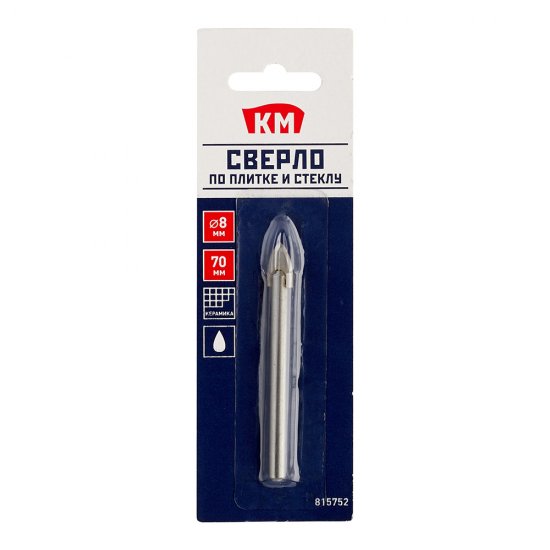 Сверло по плитке и стеклу КМ 8х70 мм (815752)