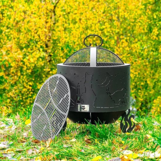 Чаша костровая Коты и звезды 800 мм коническое дно 4 ножки