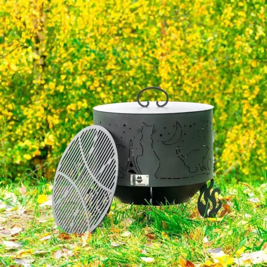 Чаша костровая Коты и звезды 800 мм коническое дно 4 ножки