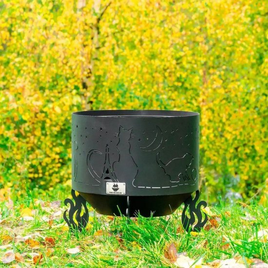 Чаша костровая Коты и звезды 600 мм коническое дно 4 ножки