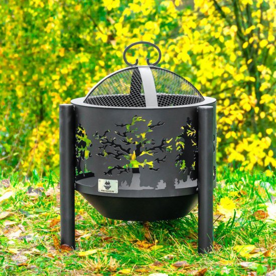 Чаша костровая Деревья 600 мм коническое дно 3 ножки