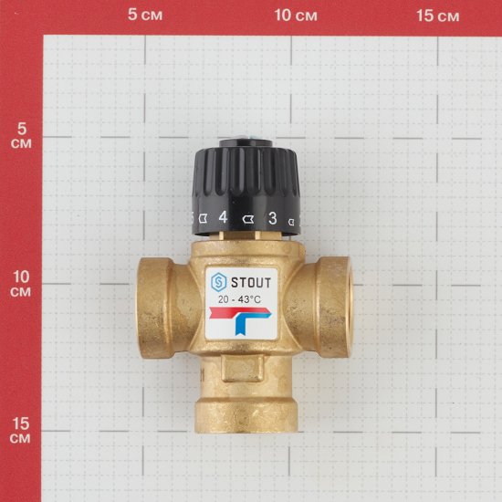 Клапан термостатический Stout подмешивающий 3/4 ВР(г) для отопления и ГВС 20-43 °С KVs 1,6 (SVM-0110-164320)