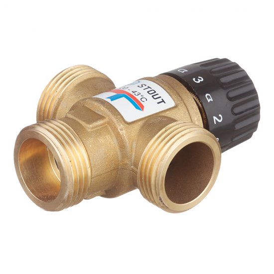 Клапан термостатический Stout подмешивающий 1 НР(ш) для отопления и ГВС 20-43 °С KVs 2,5 (SVM-0120-254325)