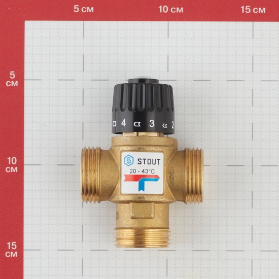 Клапан термостатический Stout подмешивающий 1 НР(ш) для отопления и ГВС 20-43 °С KVs 2,5 (SVM-0120-254325)