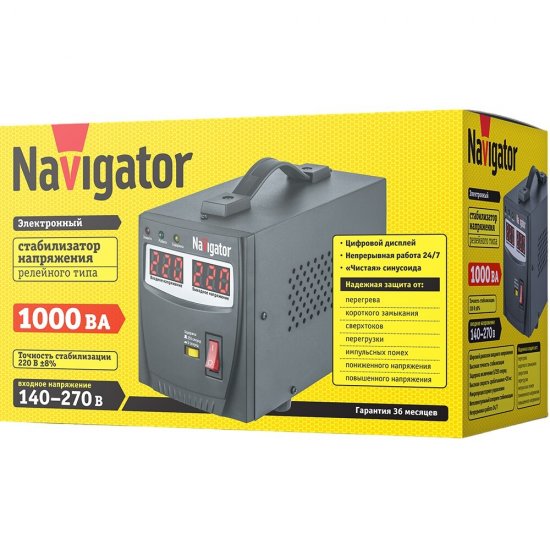 Стабилизатор напряжения Navigator NVR-RF1 однофазный 220 В 1 кВт переносной
