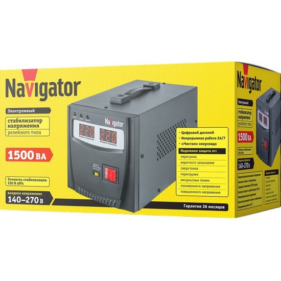 Стабилизатор напряжения Navigator NVR-RF1 однофазный 220 В 1,5 кВт переносной
