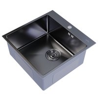 Мойка для кухни Mixline Pro 50х50х20 см врезная с сифоном сталь графит (547230)