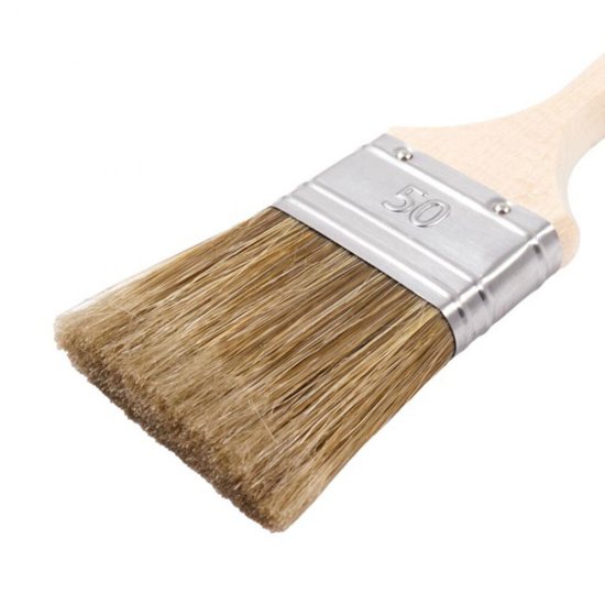 Кисть плоская смешанная щетина деревянная ручка Wenzo Elite 50х14 мм для всех типов ЛКМ на любой основе