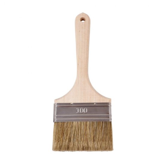 Кисть плоская смешанная щетина деревянная ручка Wenzo Elite 100х14 мм для всех типов ЛКМ на любой основе