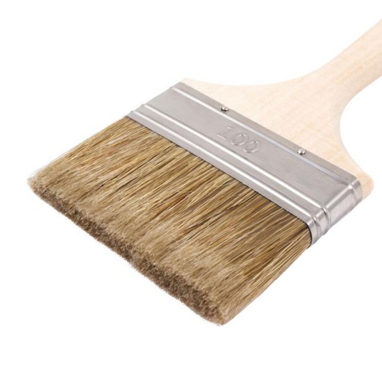 Кисть плоская смешанная щетина деревянная ручка Wenzo Elite 100х14 мм для всех типов ЛКМ на любой основе