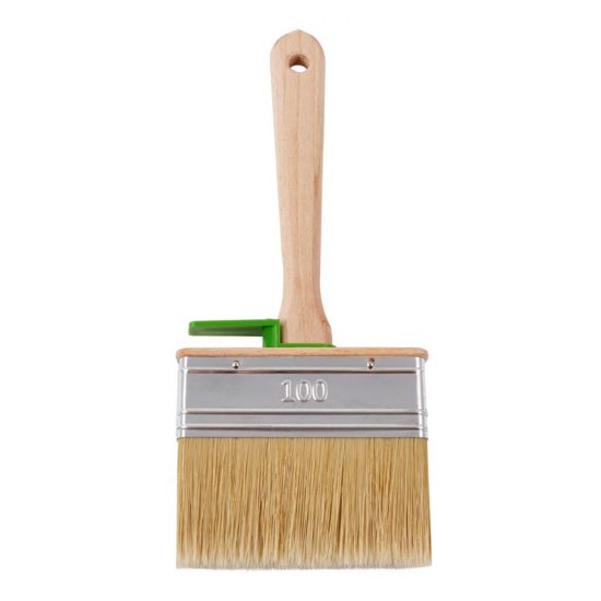 Кисть плоская натуральная щетина деревянная ручка Wenzo Wood 100х25 мм для эмалей и лаков на алкидной основе