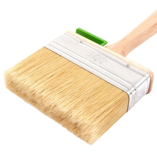 Кисть плоская натуральная щетина деревянная ручка Wenzo Wood 100х25 мм для эмалей и лаков на алкидной основе