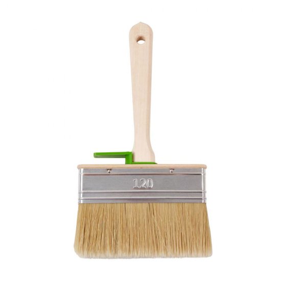 Кисть плоская натуральная щетина деревянная ручка Wenzo Wood 120х25 мм для эмалей и лаков на алкидной основе