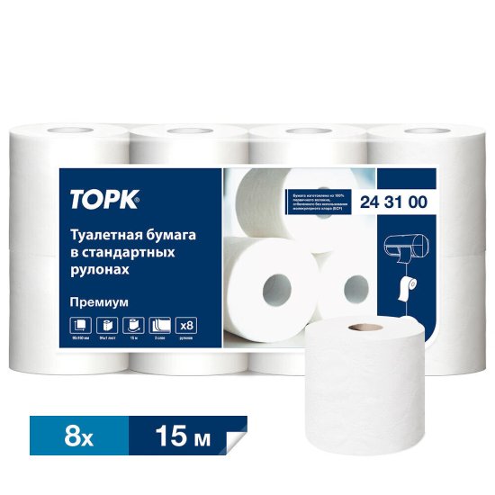 Туалетная бумага Tork Premium в стандартных рулонах 15 м (8 шт.)